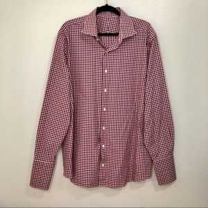 J.Hilburn JULA Red White Plaid Men Dress Shirt XXL